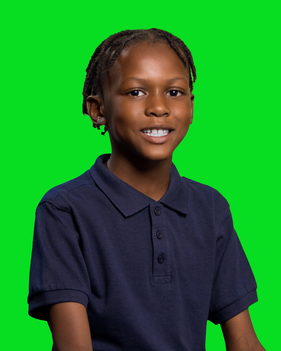 Before: school portrait on green screen
